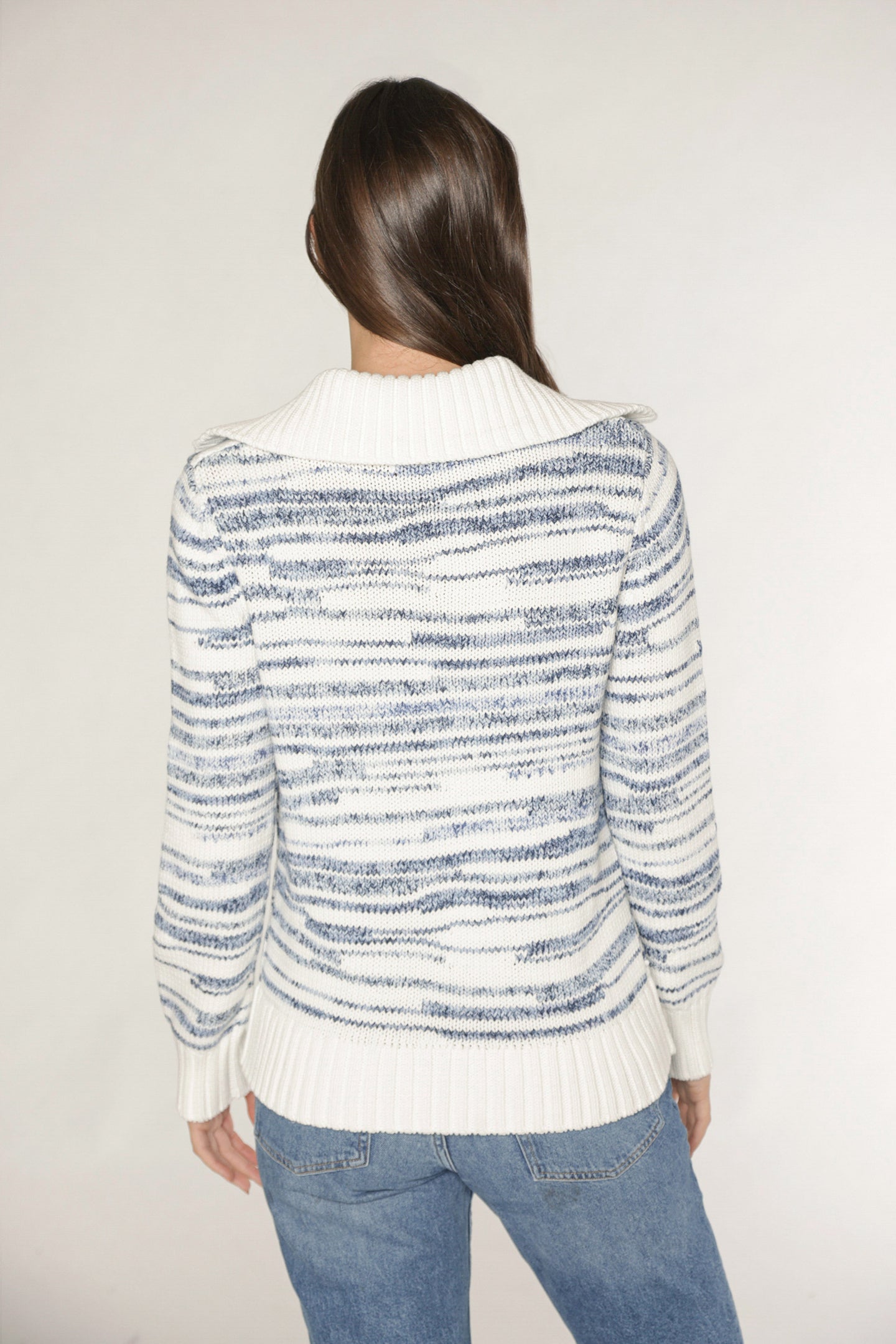 NORDIC HALF ZIP SWEATER - OCEAN