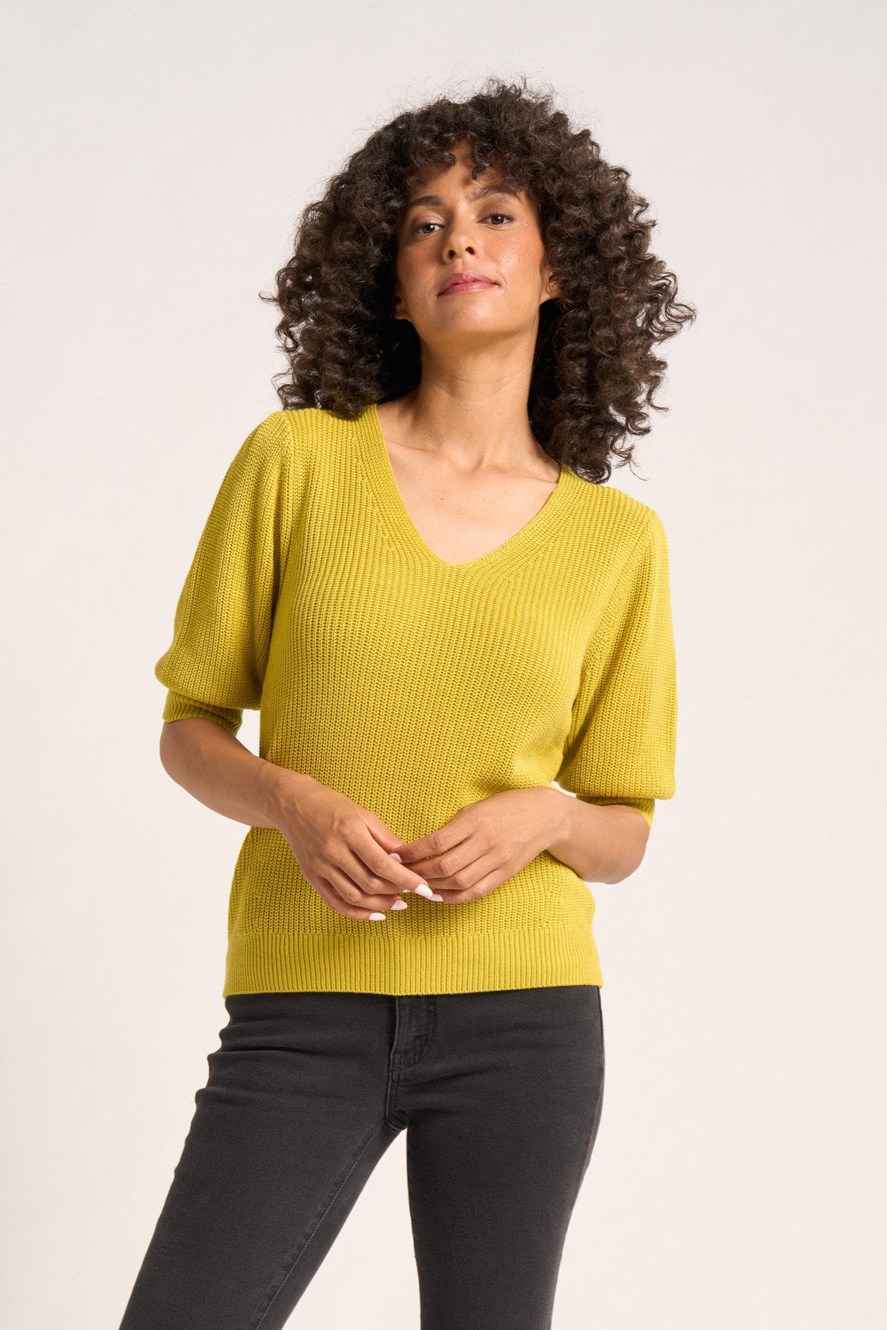 ELLE V-NECK SWEATER - CITRON