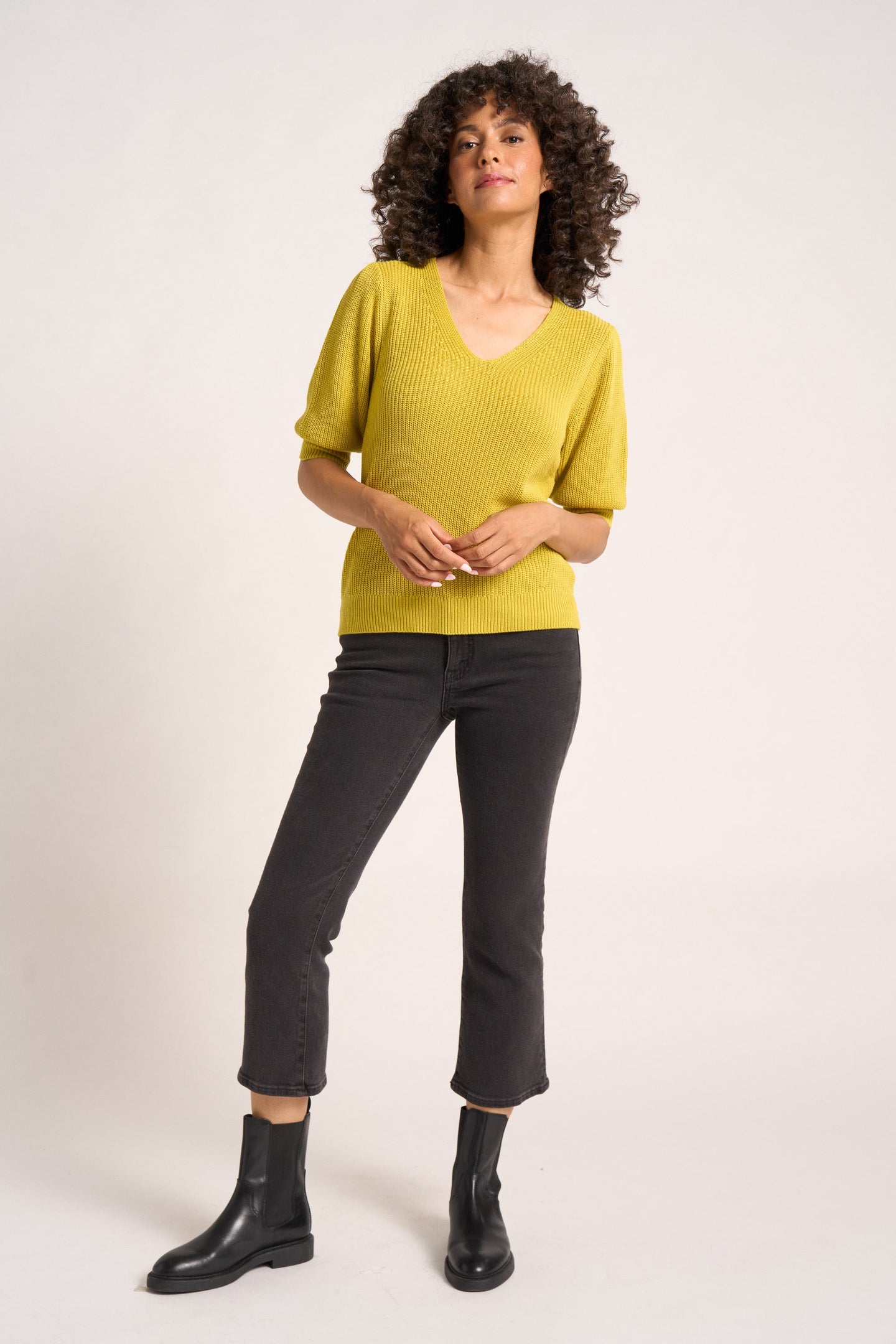 ELLE V-NECK SWEATER - CITRON