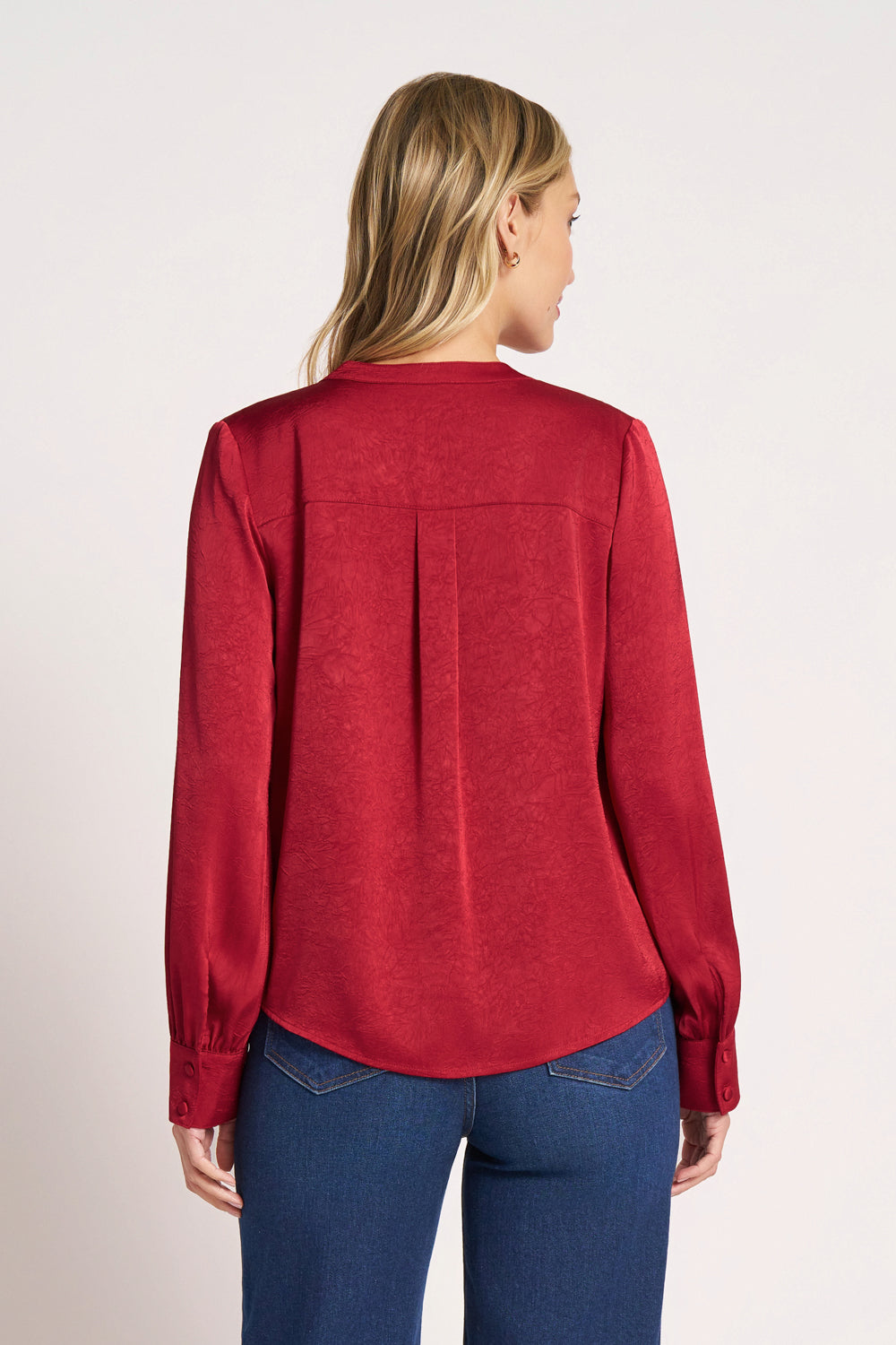LUNE LS BUTTON FRONT TOP - SCARLET