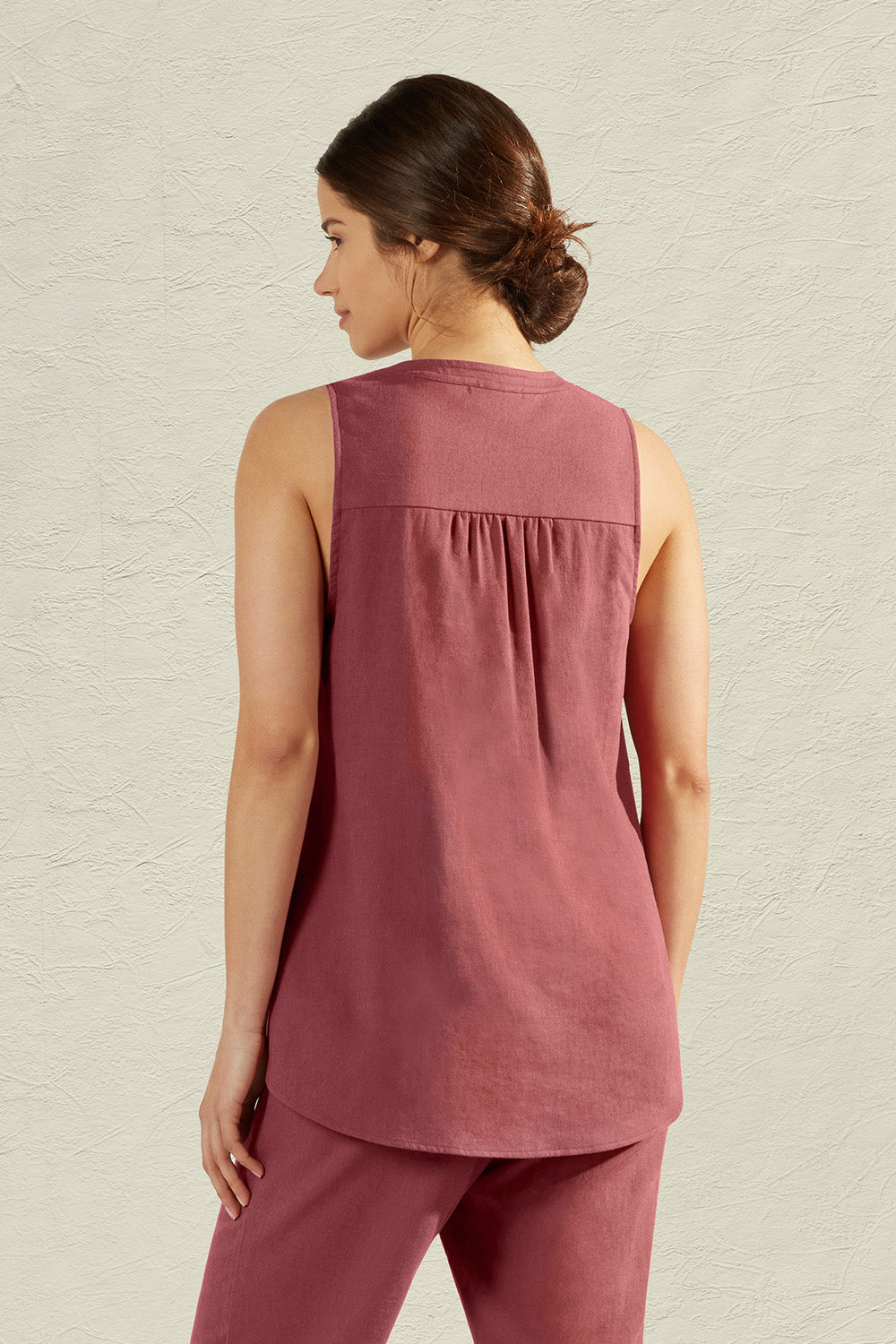 HARPER LINEN TOP - ROSEWOOD