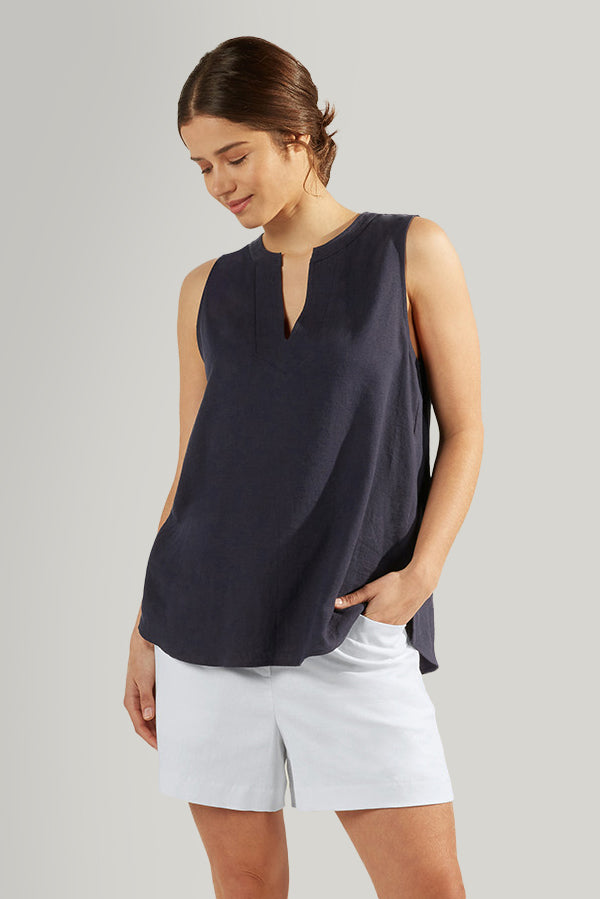 HARPER LINEN TOP - SLATE