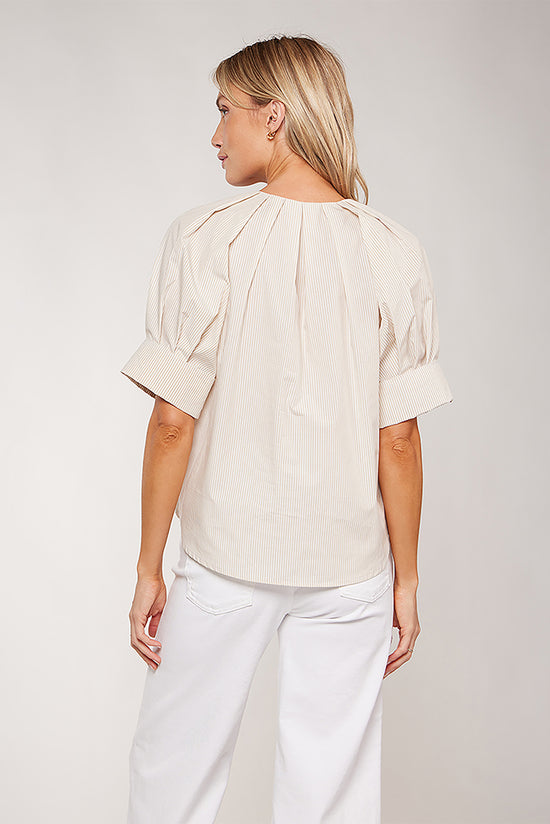 CHLOE V-NECK TOP - BEIGE