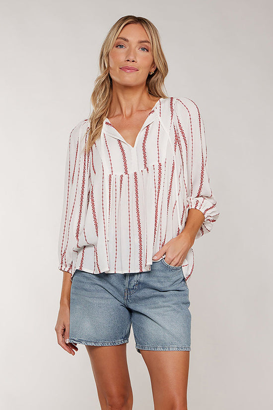 VICTORIA TOP - WHITE/RED