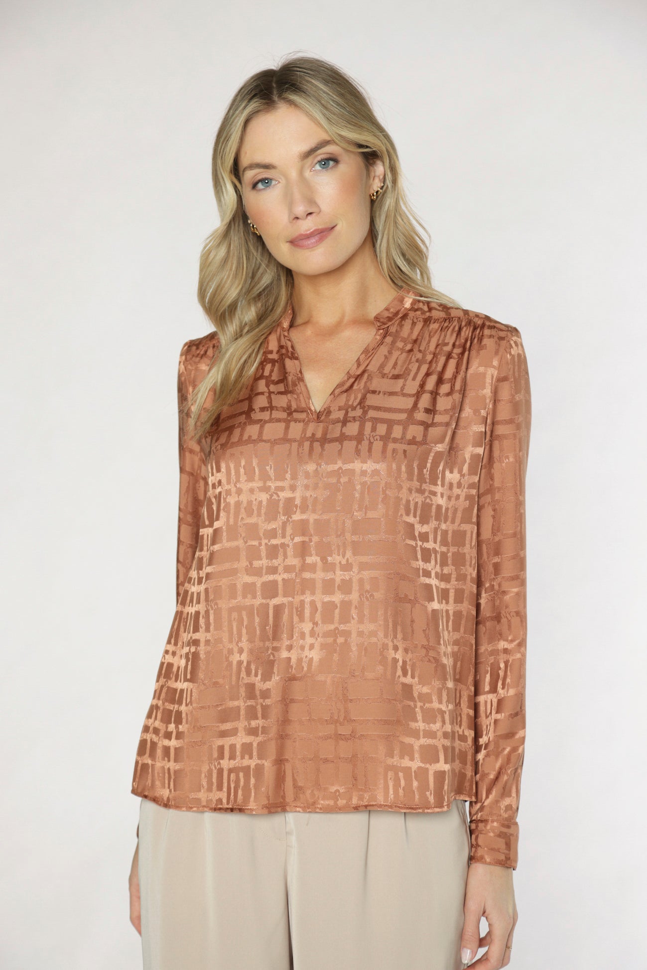 KINZIE JACQUARD TOP - RUST