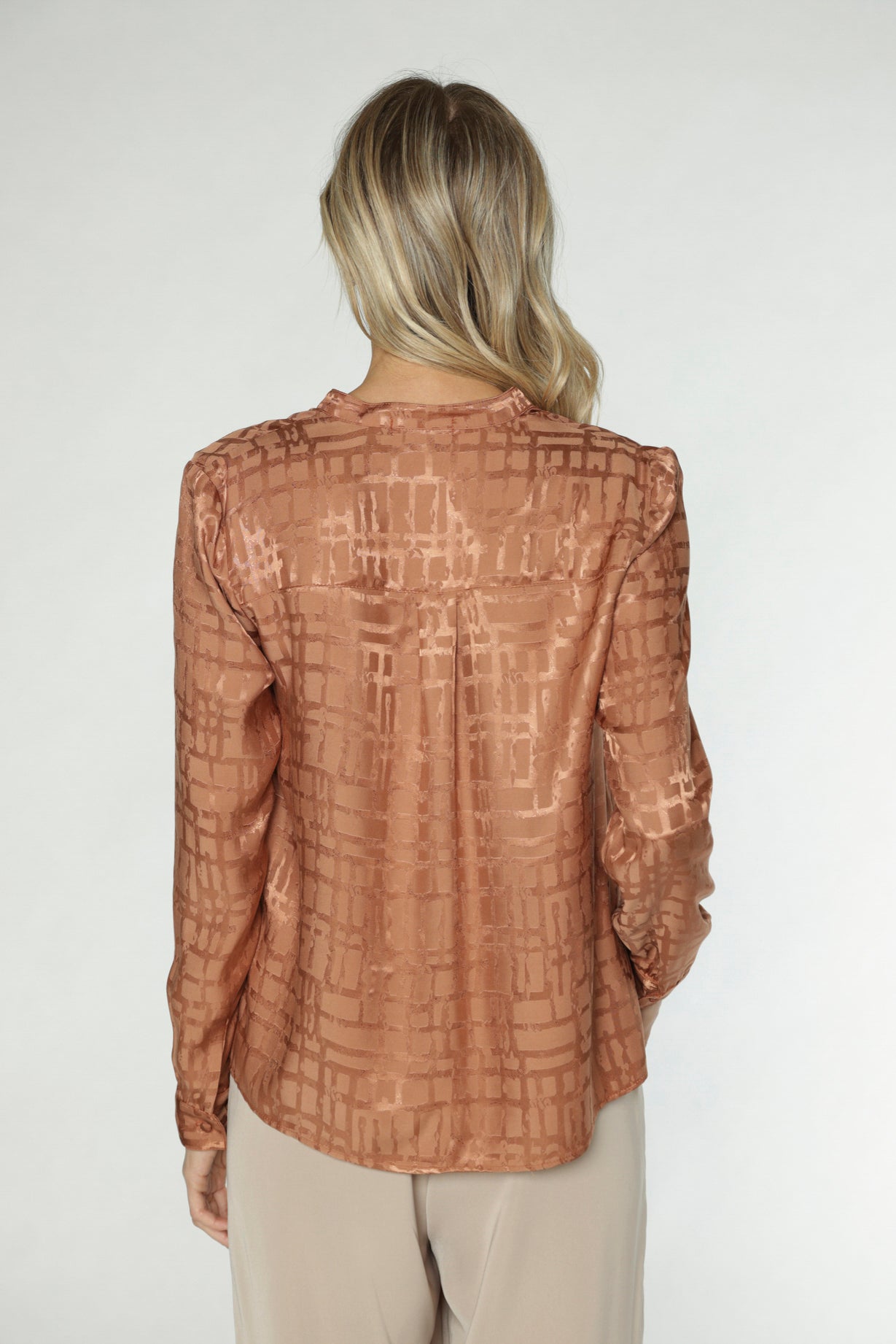 KINZIE JACQUARD TOP - RUST