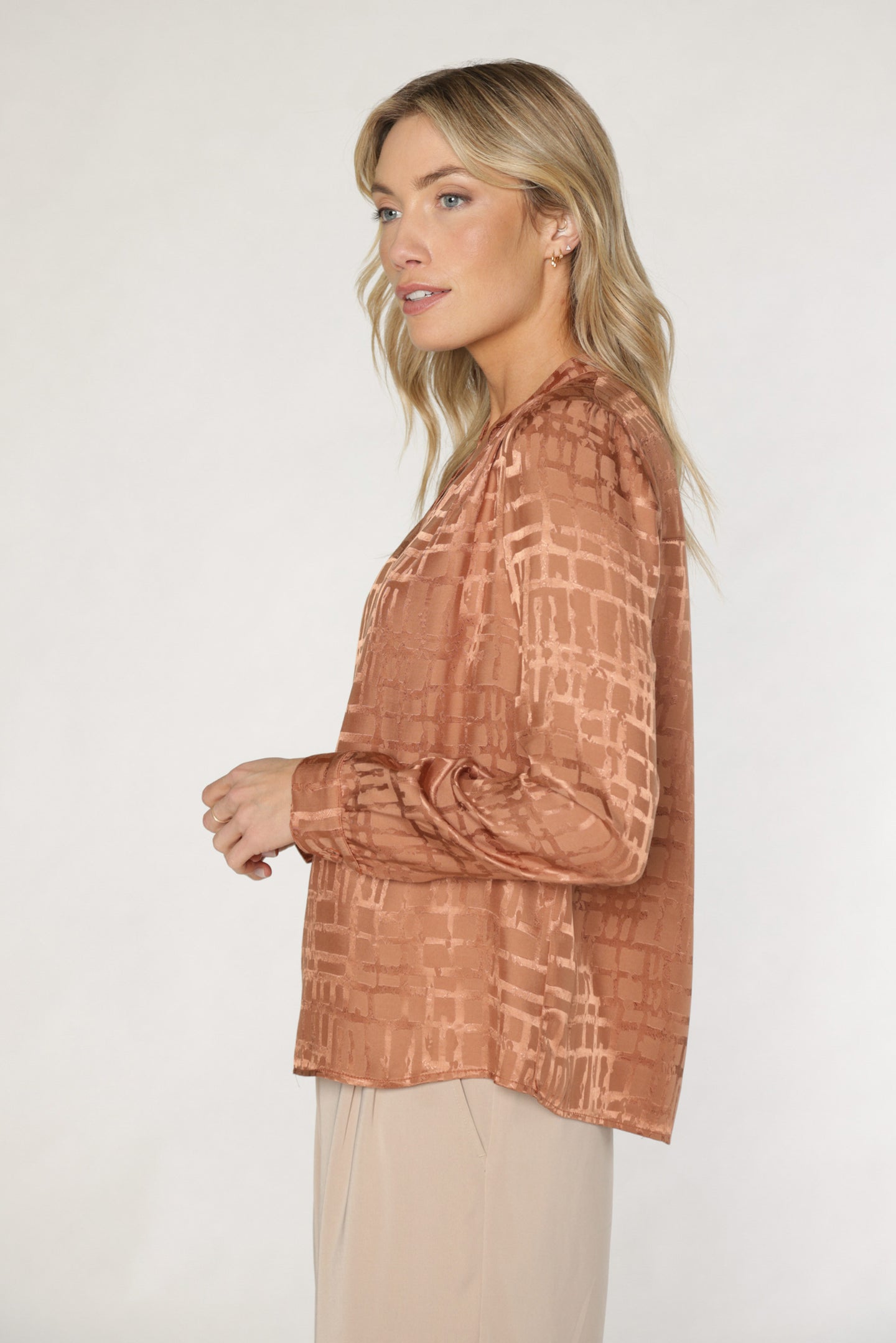 KINZIE JACQUARD TOP - RUST