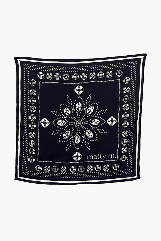 FLOWER PRINTED SCARF - BLACK/VELLUM